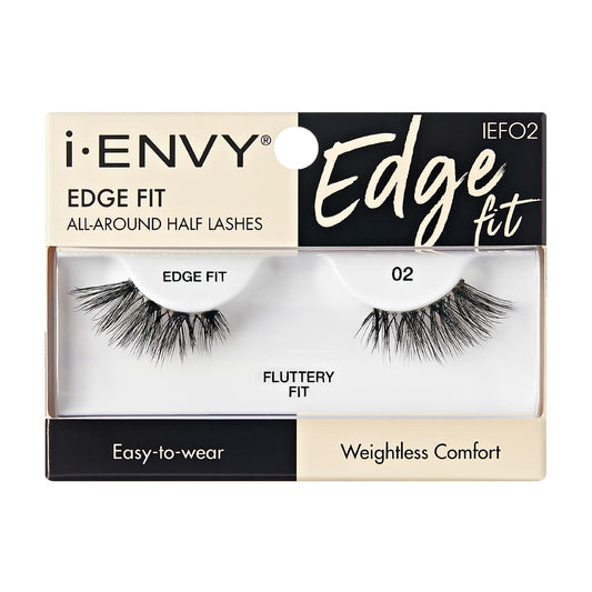 i-ENVY Half Lashes, Edge Fit False Eyelashes Natural Dramatic Look Wispy Cat Eye Clear Band Fluffy Volume Soft Strip Short Half Fake Eyelashes Light