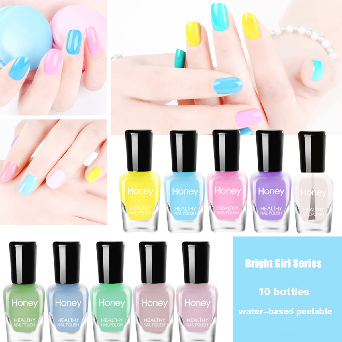 Tophany Non Toxic Nail Polish Set, Easy Peel Off and Fast Dry NailPolish Set for Pack, Eco Friendly and Organic Water Based Nail Polish