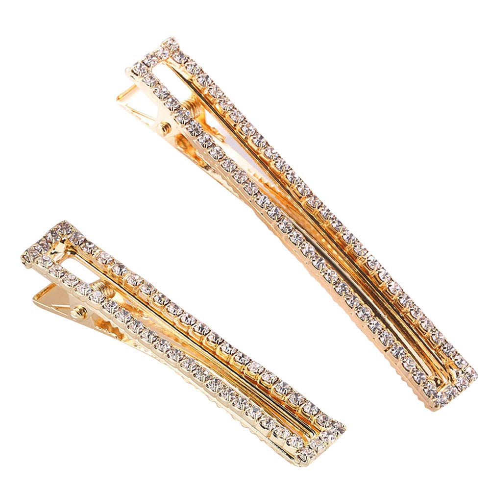 Gold & Silver Crystal Metal Alligator & Duckbill Hair Clips - Rhinestone Stylish Barrettes with Teeth - Hair Pins & Bobby Pins - Slide for Women