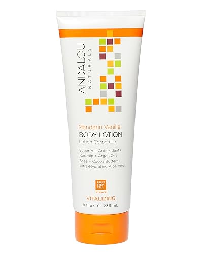 Andalou Naturals Vitalizing Body Lotion Mandarin Vanilla - Hydrating Daily Moisturizer to Nourish Dry Skin - With Shea Butter, Cocoa Butter, Rose Hip