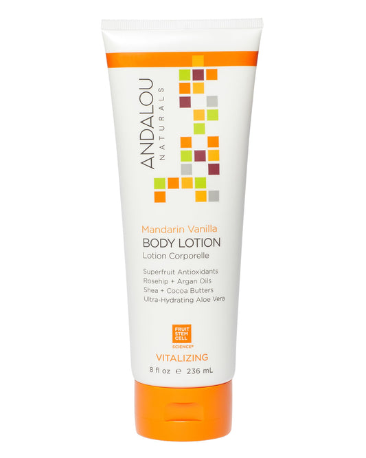 Andalou Naturals Vitalizing Body Lotion Mandarin Vanilla - Hydrating Daily Moisturizer to Nourish Dry Skin - With Shea Butter, Cocoa Butter, Rose Hip