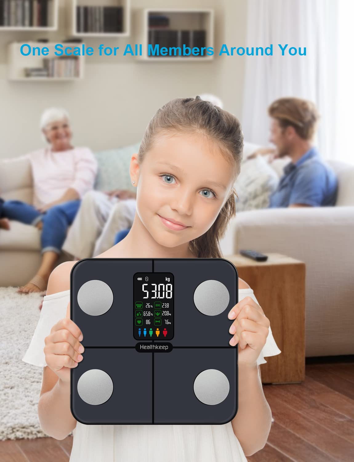 Smart Scale for Body Weight - Large Backlit Display Ultra‑Precise Bathroom Weight Scale with 15 Body Composition Metrics, App Sync Bluetooth…