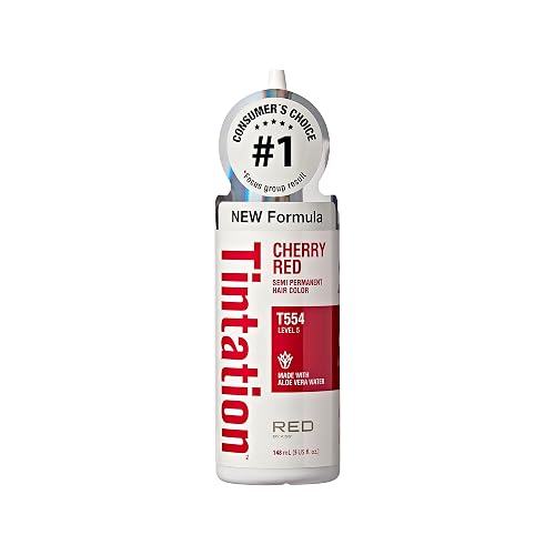 Red by Kiss Tintation Semi-Permanent Hair Color, Aloe Vera Water Based, Argan Oil, Olive Oil, Collagen & Keratin, Long-Lasting Color Dye (Cherry Red