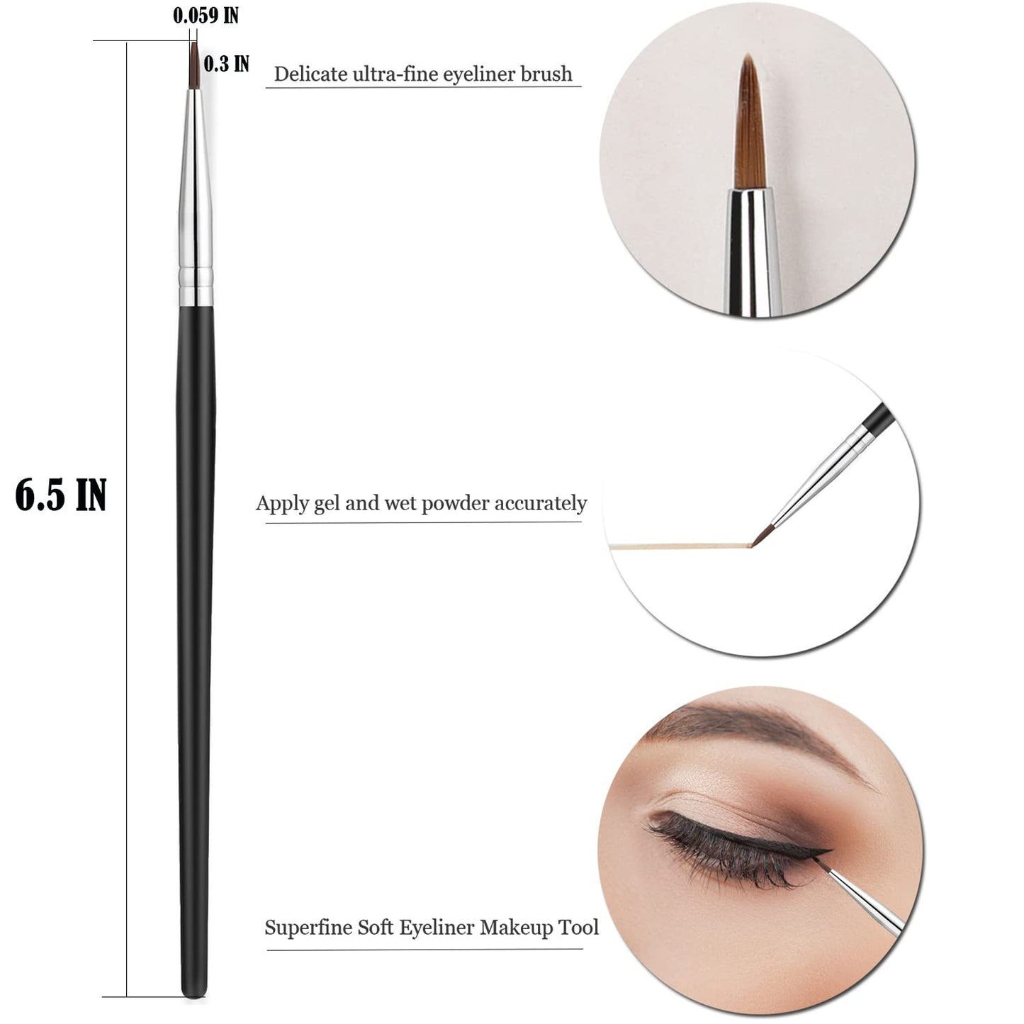 Fine Angled Eyeliner Brush, JASSINS Ultra thin Precision EyeLiner Makeup Brushes Set, Fine Point Eyeliner Brush, Synthetic Bristles Eye Makeup Tool (3 Beauty and Personal Care JASSINS