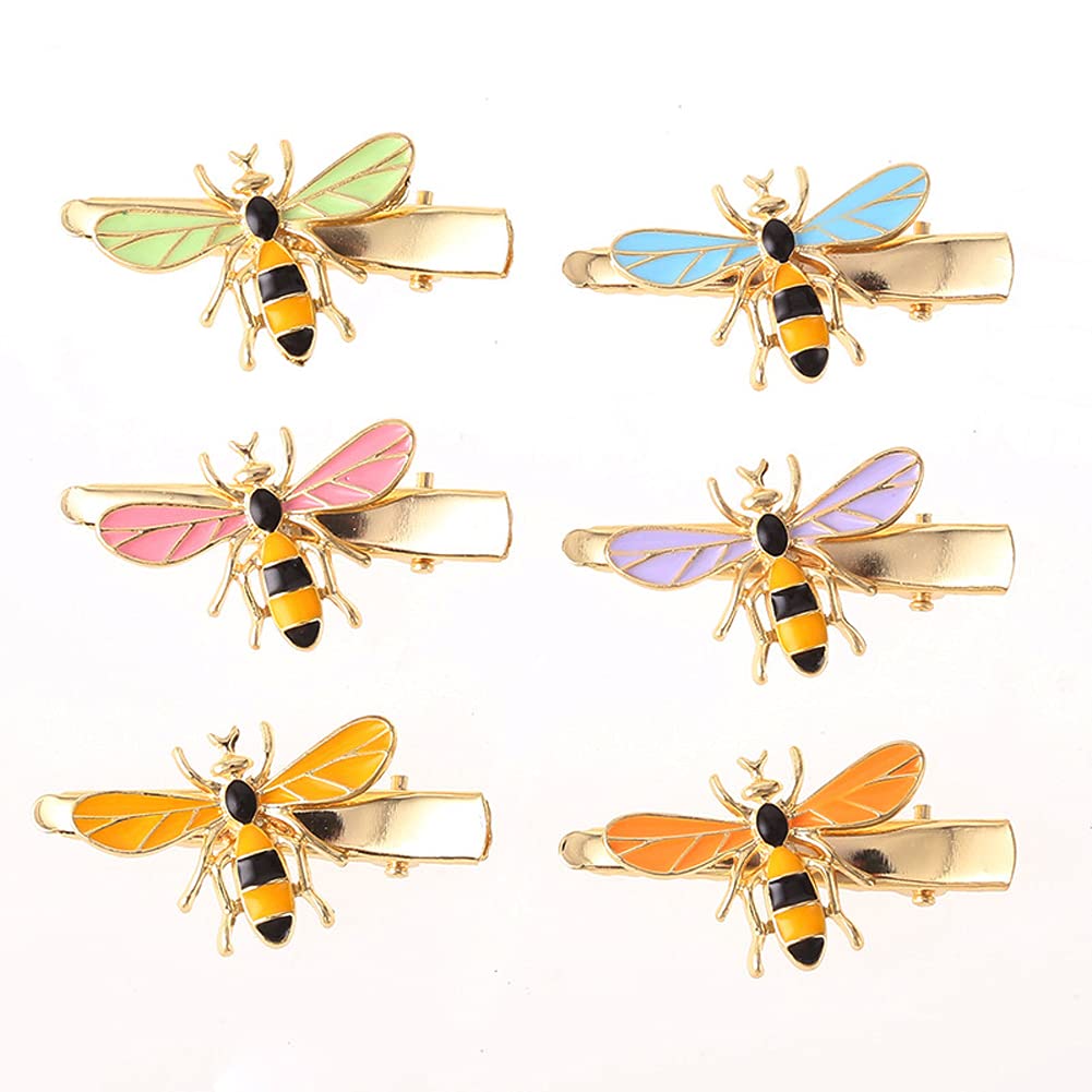 6Pcs Exquisite Cute Metal Bee Alligator Hair Clips Barrettes Honeybee Hair Side Clip Bride Bridesmaid Hair Jewelry Accessories for Women Teen Girls