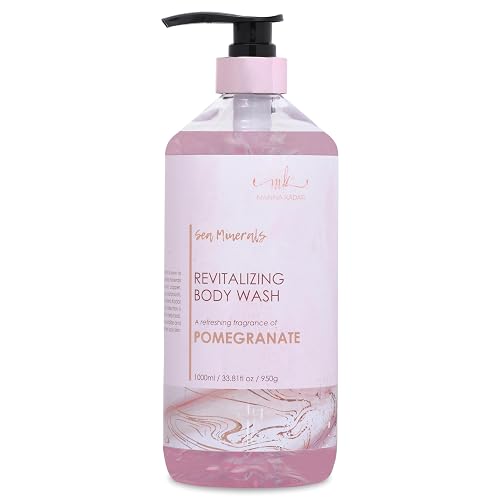 Manna Kadar Beauty Dead Sea Minerals Revitalizing Body Wash, Pomegranate - Clean, Soothe, Revitalizes, Rejuvenates Skin, Hydrates, Shower Gel