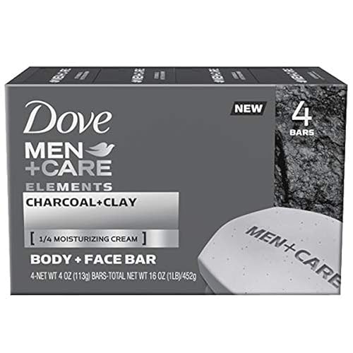 Dove Men+Care Elements Body and Face Bar Charcoal + Clay 4 oz, 4 Bar