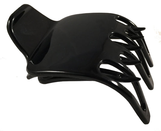 Parcelona French Paw Black Wide Covered Spring Side Slide In Jaw Yoga Hair Claw Clip