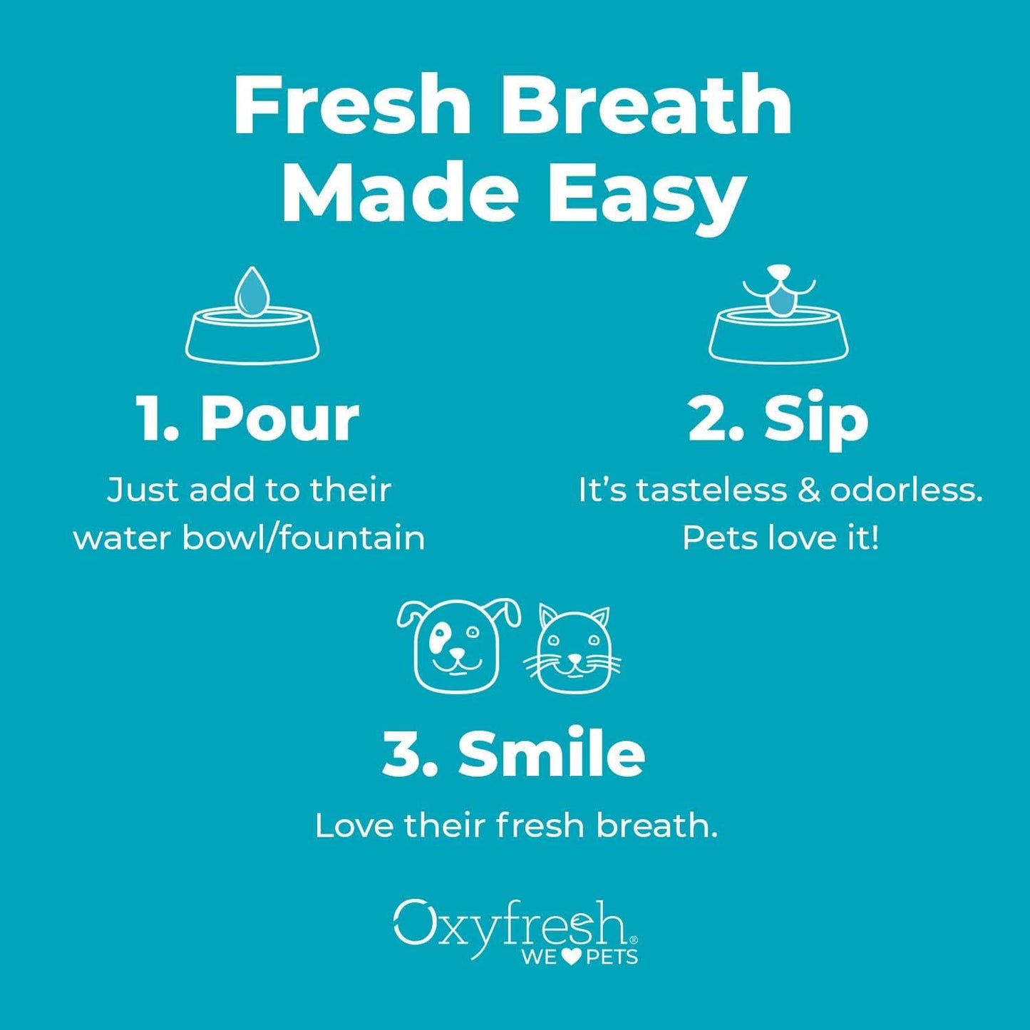Oxyfresh Pet Dental Water Additive – Eliminates Bad Breath, Fights Plaque & Tartar – Vet Recommended for Dogs & Cats, 16 oz