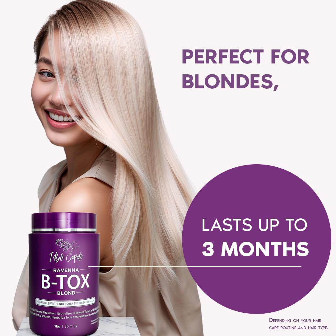 I Belli Capelli Ravenna Hair B-tox Treatment for Blond Hair, 35.2 oz (1kg) - Formaldehyde-Free, Anti-Frizz, Smoothing, Deep Hydrating
