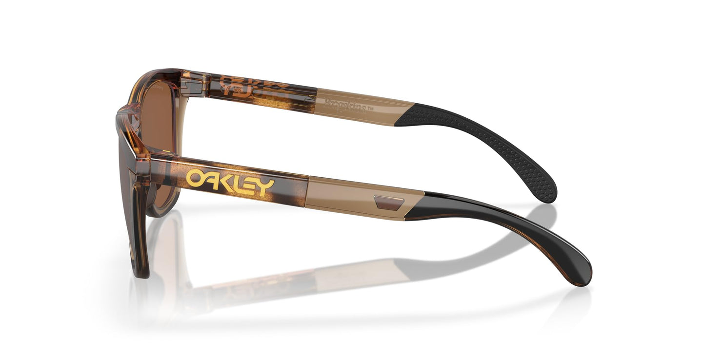 Oakley OO9284A Frogskins Range Low Bridge Fit Round Sunglasses, Brown Tortoise/Brown Smoke/Prizm Tungsten, 55 mm