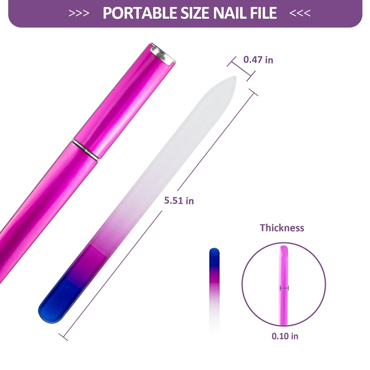 EAONE Crystal Glass Nail File with Case 3 Pack, Double-Sided Etched Fingernail Files for Natural Nails Professional Footnail Care Tool, Stocking