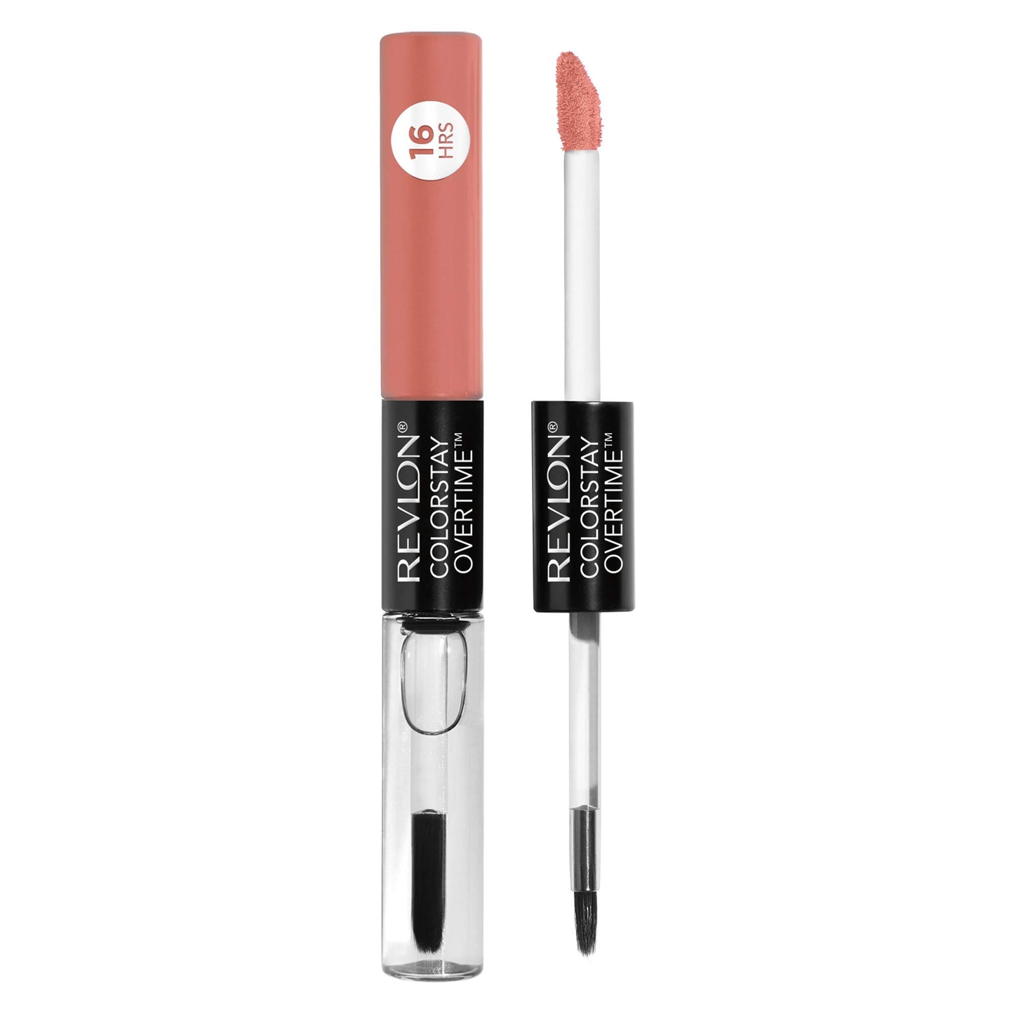 Revlon ColorStay Overtime Lipcolor, Dual Ended Longwearing Liquid Lipstick with Clear Lip Gloss, with Vitamin E in Nude, Boundless Nude (510), 0.07 oz