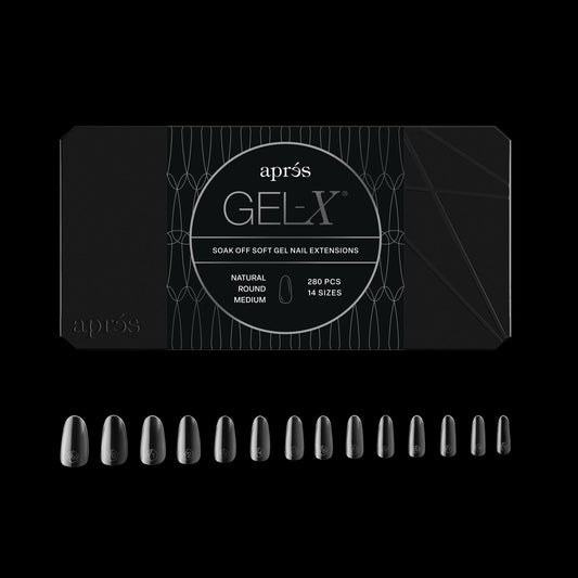 Apres Gel-X® Round Box of Nail Tips | 280 Tips, Soft Gel Tips, 14 Sizes 00-9 | Half-sizes Included (Natural Round Medium) Beauty & Personal Care APRÉS