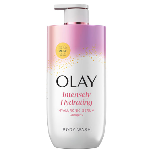Olay Body Wash for Women, Intensely Hydrating, Hyaluronic Acid Serum Complex, Renews Moisture, Free of Parabens & Phthalates, Vitamin B3 Lameller