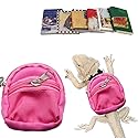 Lizard Backpack for Bearded Dragons School Bag & Books Set Reptile Apparel Accessories Handmade Photo Party Back to School Supplies for Lizard Bearded Dragon Crested Gecko Chameleon (Pink)
