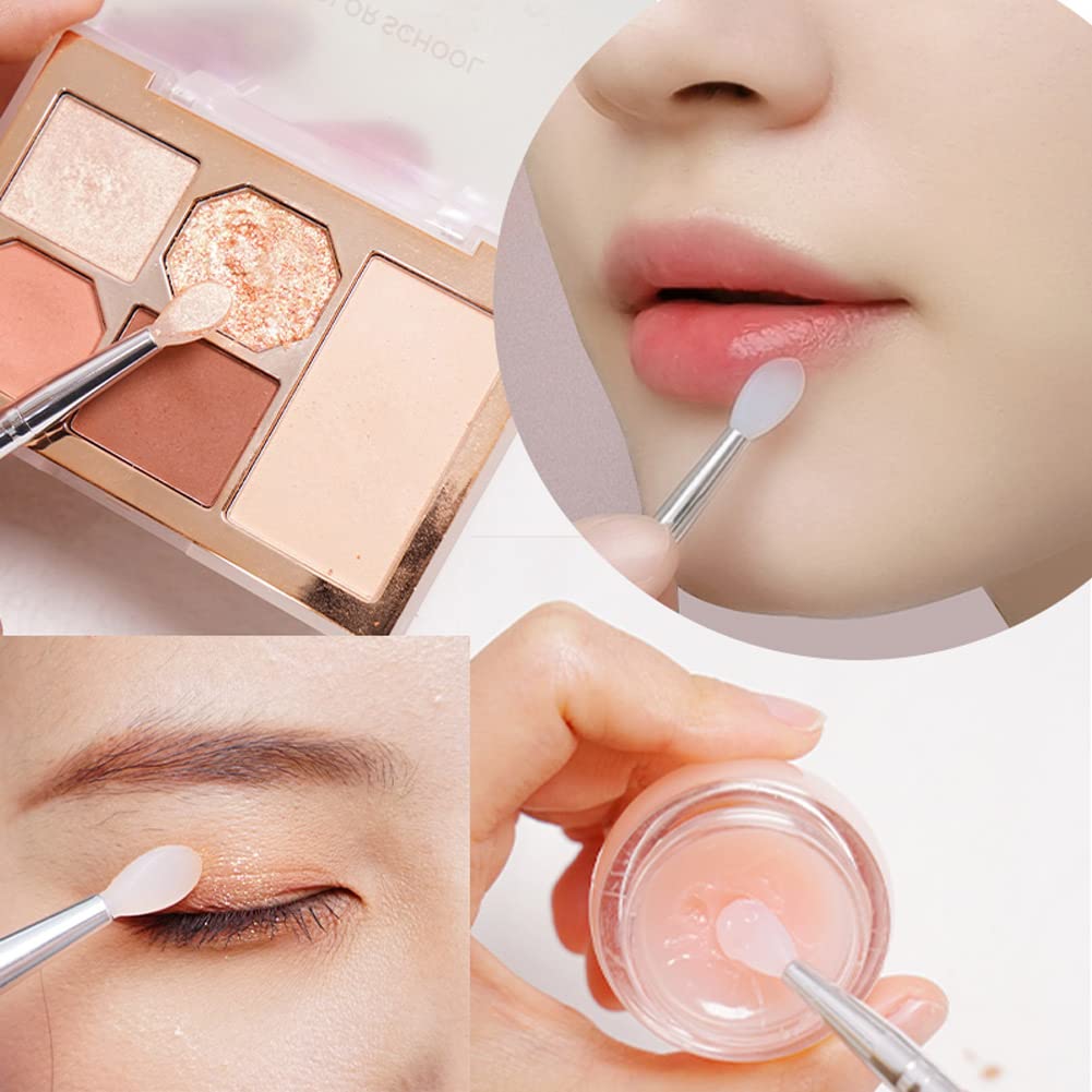 LORMAY Silicone Lip Brushes with Transparent Handles and Caps. Perfect Tools for Applying Cream Lip Mask, Eyeshadow, and Lipstick (8pcs, Multicolor)