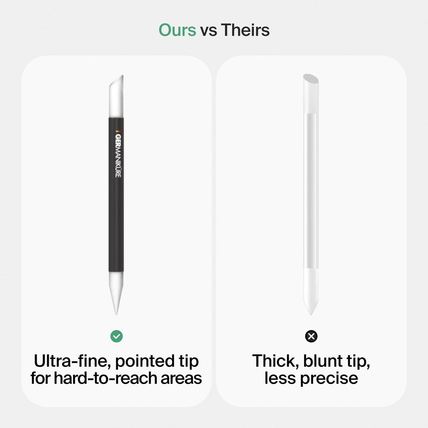 GERMANIKURE Clear Glass Cuticle Stick in Leather Sleeve - Ethically Made in Czech Republic - Cuticle Pusher & Remover, Callous & Dry Skin Fingertip