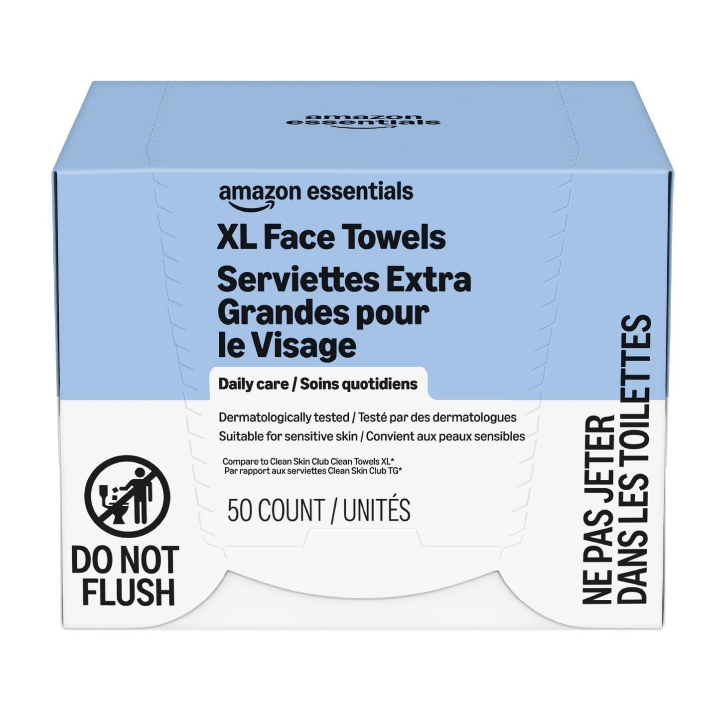 Amazon Essentials XL Dry Face Towels, Ultra Soft, Disposable, Dermatologically Tested, 10 x 12 Inches, 50 Count, Pack of 1 Beauty and Personal Care Amazon Essentials