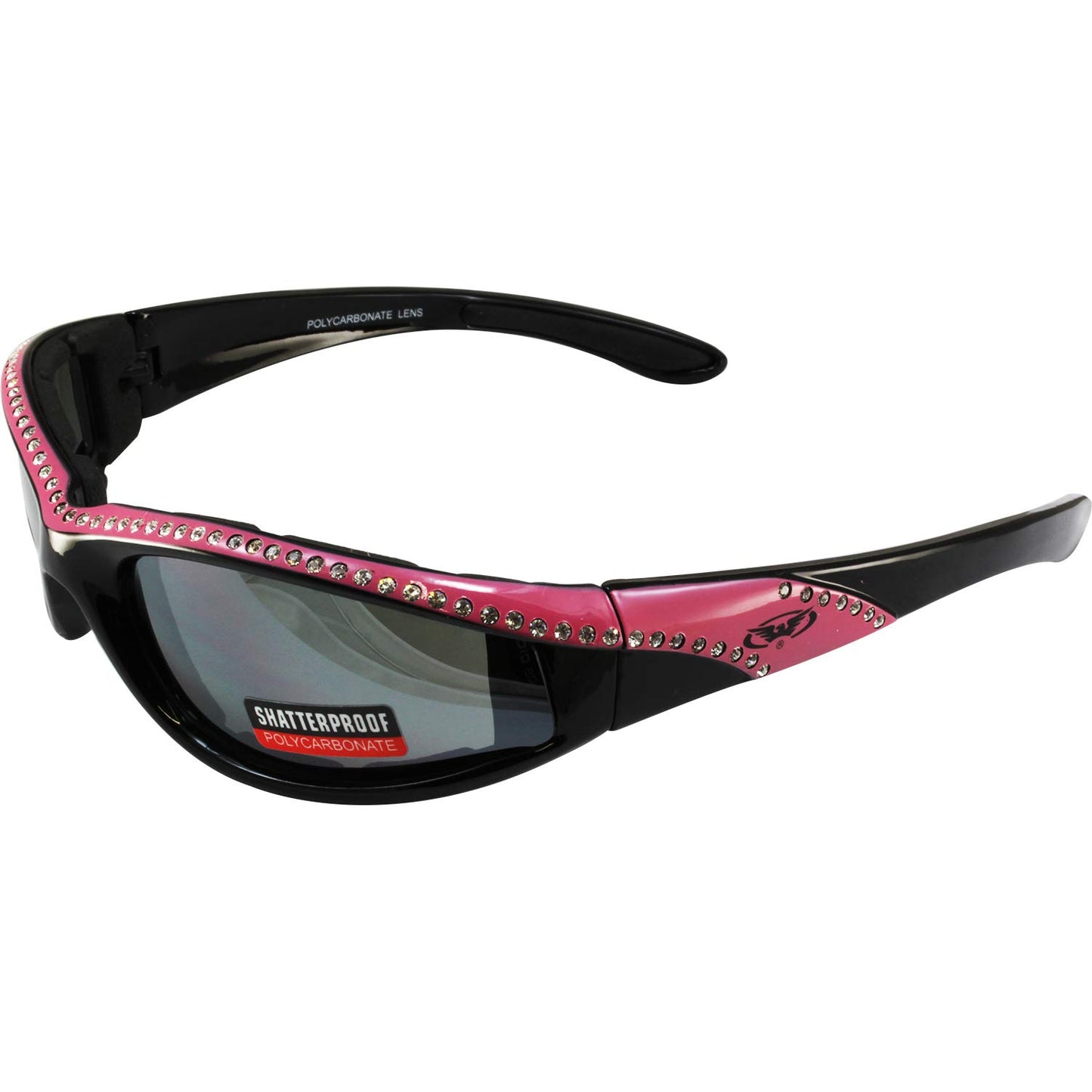 Global Vision Eyewear Marilyn 11 Women's Bling Black Motorcycle Sunglasses 2 Pair Pink & Red Frames Flash Mirror Lenses