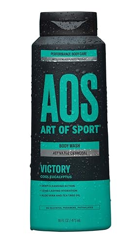 Art of Sport Men’s Body Wash, Charcoal Activated Shower Soap, Eucalyptus Fragrance, Made with Natural Botanicals, Moisturizing Tea Tree Soap, Made