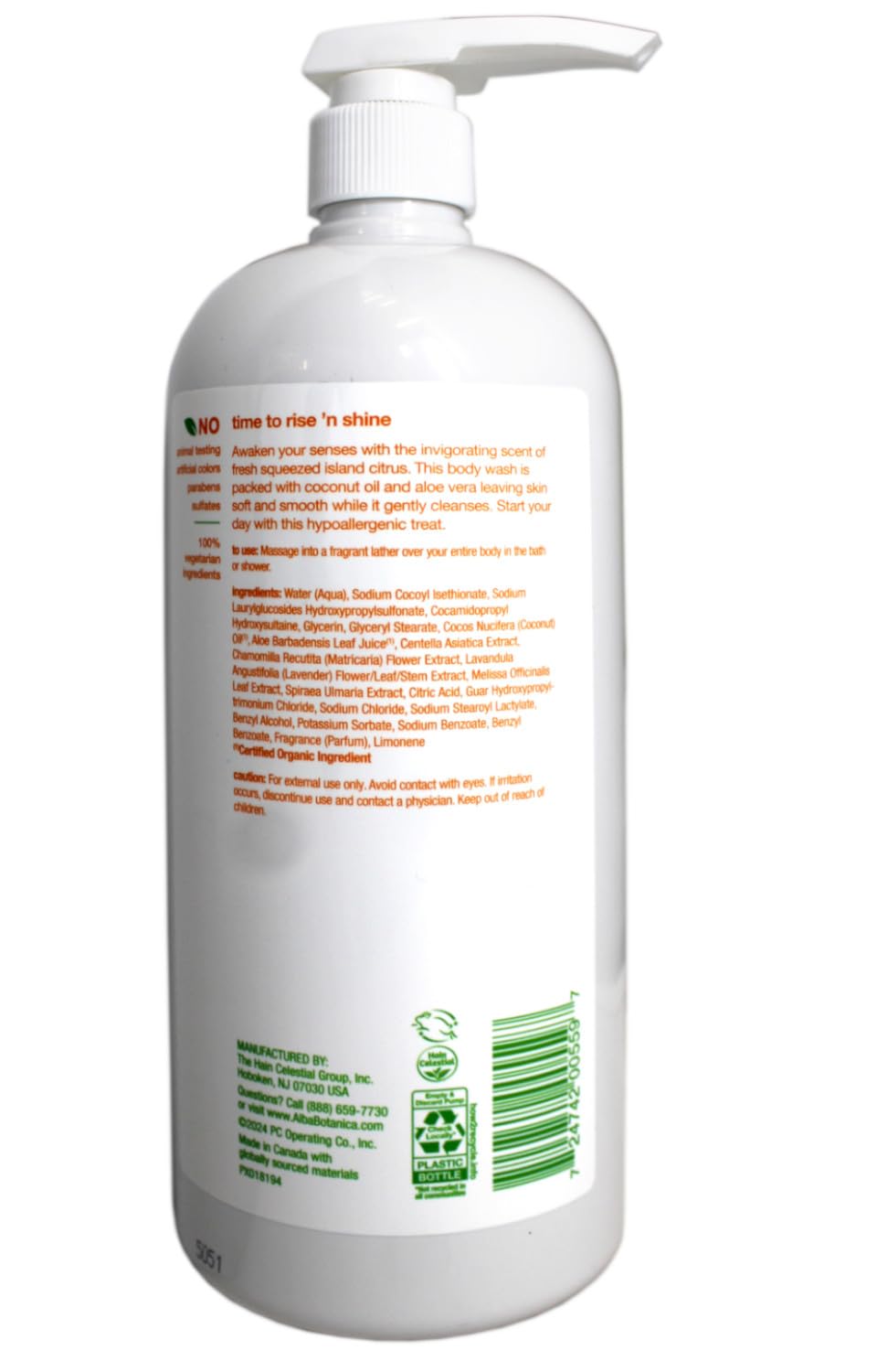 Alba Botanica Very Emollient Body Wash, Island Citrus, 32 Oz (Packaging May Vary)