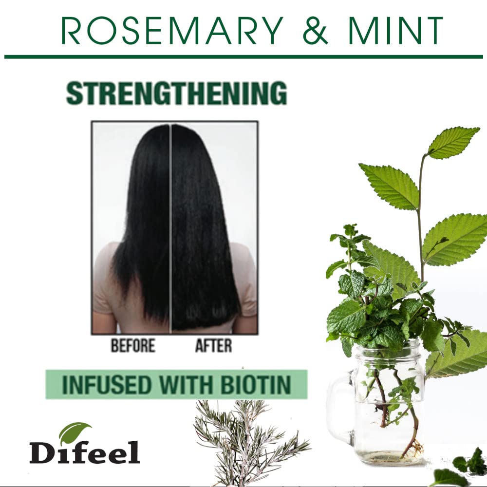 Difeel Hot Oil Hair Treatment with Natural Rosemary, Mint & Biotin 8 oz - Nourishing Treatment and Growth for Dry and Damaged Hair