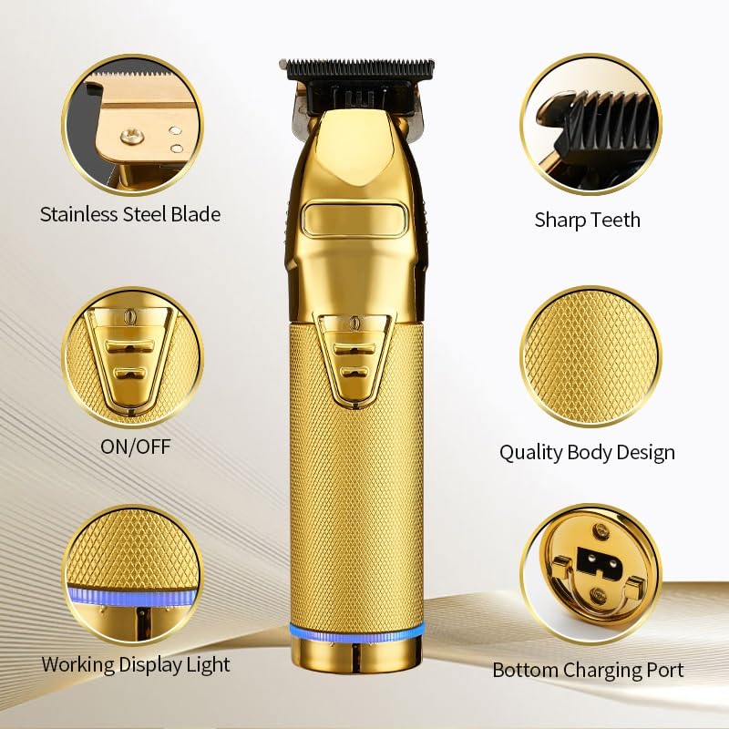 GLESVOWIO Pro Hair Clipper Electric Professional Trimmer for Men Cordless Rechargeable Shaver Barber Cutting Machine T Styling(Silver) Beauty and Personal Care GLESVOWIO