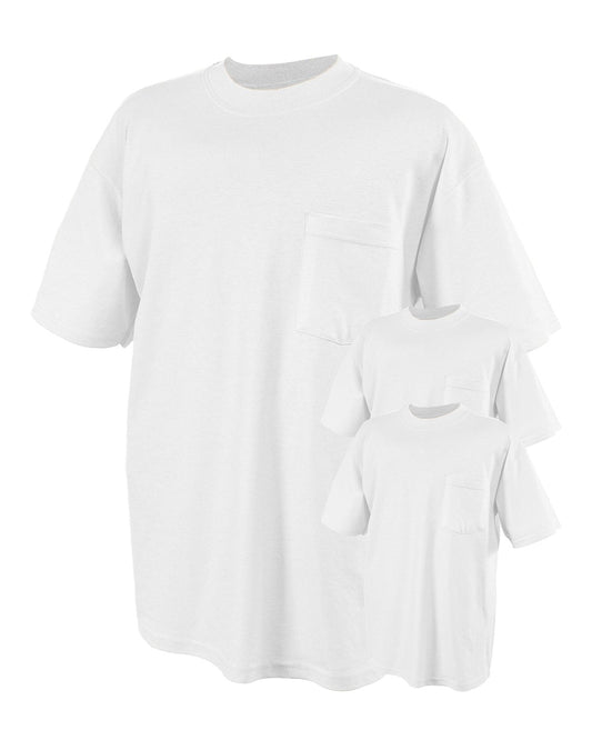 Jerzees Men's Dri-Power Short Sleeve T-Shirt (Pocket & No, Pocket-3 Pack-White, Large Beauty & Personal Care Jerzees