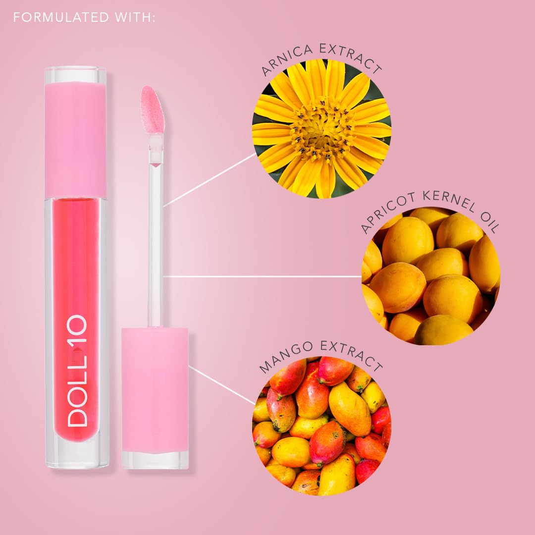 DOLL 10 - Plumping Lip Oil with Arnica and Peptides (Peach Bellini, 0.11 fl oz)