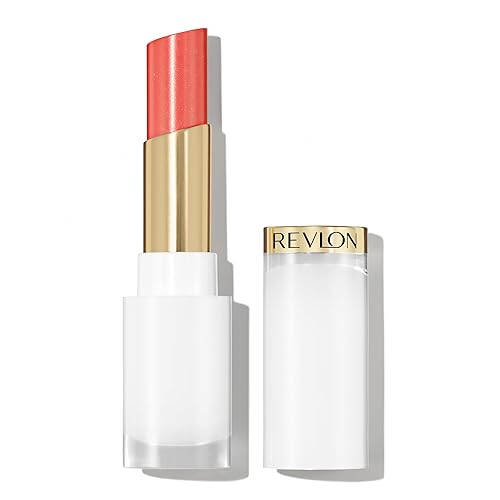 REVLON Super Lustrous Glass Shine Balm, Hydrating Tinted Lip Balm with Hyaluronic Acid, Aloe & Rose Quartz, Light-Medium Coral Lipstick, NEW Shade