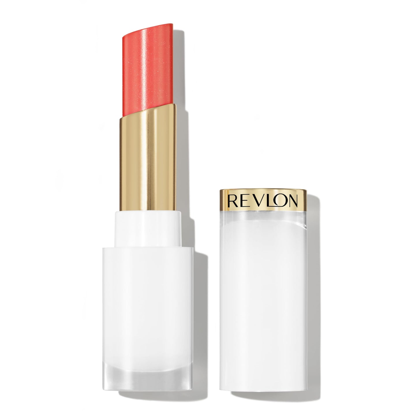 REVLON Super Lustrous Glass Shine Balm, Hydrating Tinted Lip Balm with Hyaluronic Acid, Aloe & Rose Quartz, Light-Medium Coral Lipstick, NEW Shade