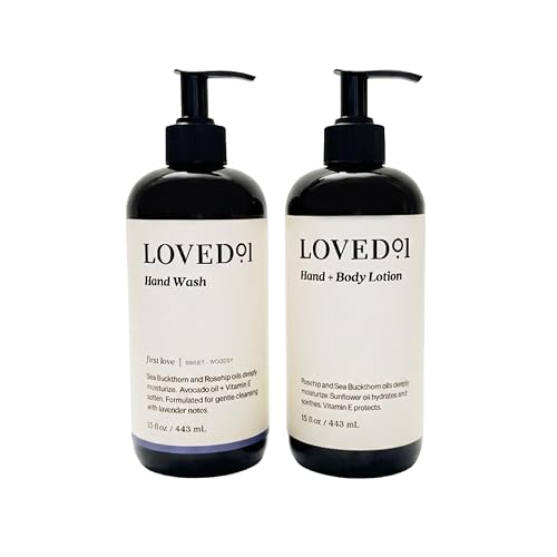 Loved01 Hand Soap and Lotion Set, Oprah's Favorite Things, Cleansing & Moisturizing Bundle (15 Oz Lavender Scented Hand Wash & 15 Oz Unscented Body