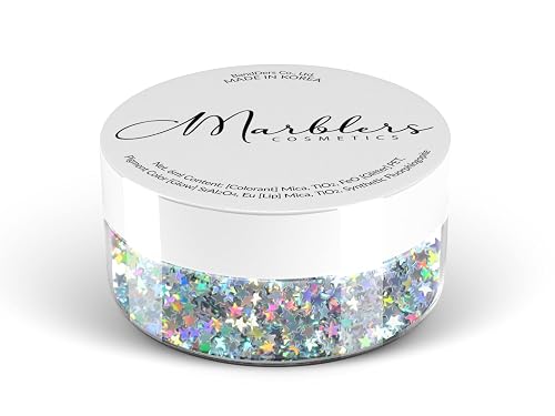 MARBLERS [Star] Shape Glitter for Body & Face 0.11oz (3g) | Flake | Non-Toxic | Vegan | Cruelty-Free | Eyeshadow, Nail Polish, Nail Art | Festival