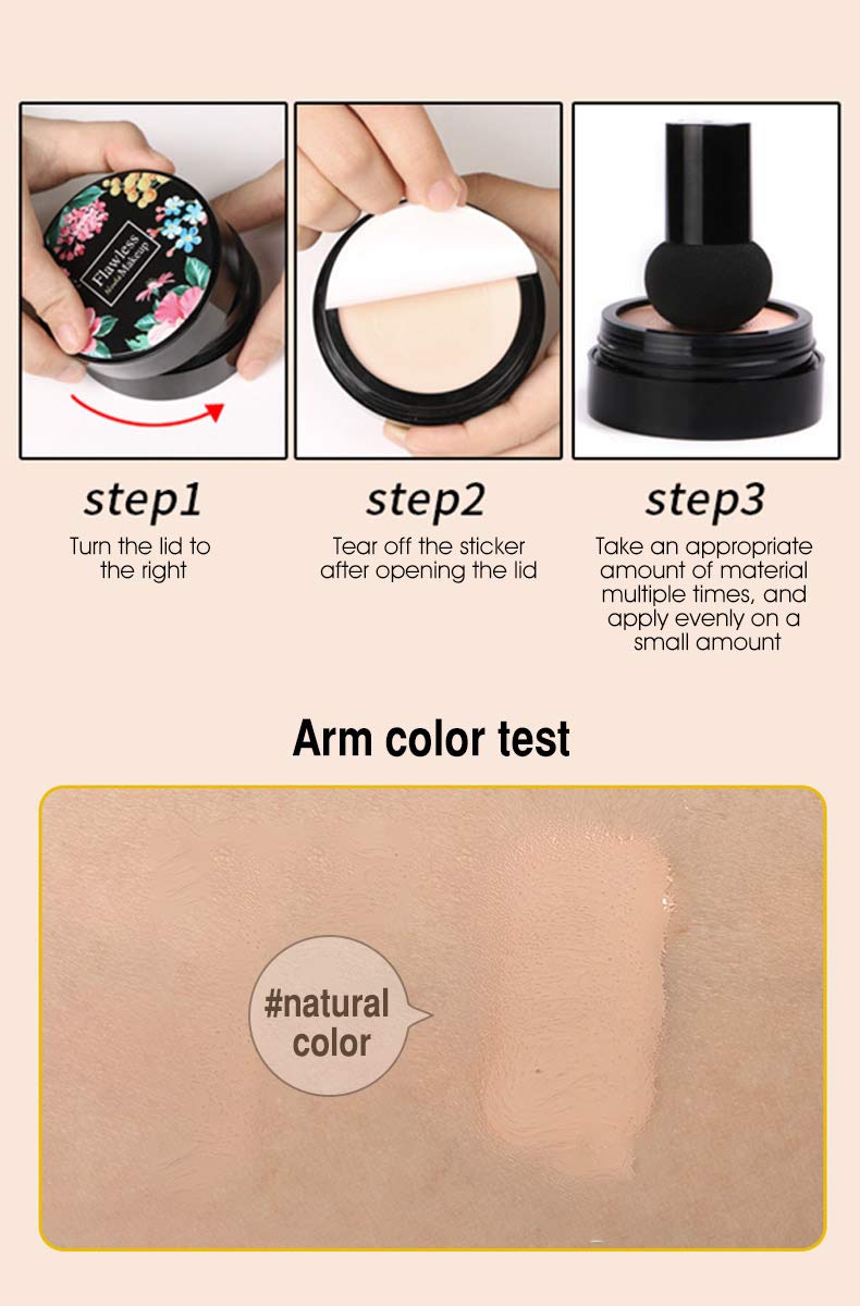 Aooba Air Cushion CC Cream Moisturizing Concealer Mushroom Head Brush Waterproof Makeup Foundation Moisture BB Cream for Women Girls (flower)