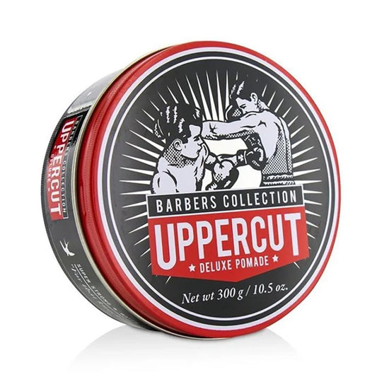 UPPERCUT DELUXE Barbers Collection Deluxe Pomade, 10.5 oz / 300g - Strong Hold, High Shine Hair Pomade - Water-Based, Easy Washout - Classic Barber