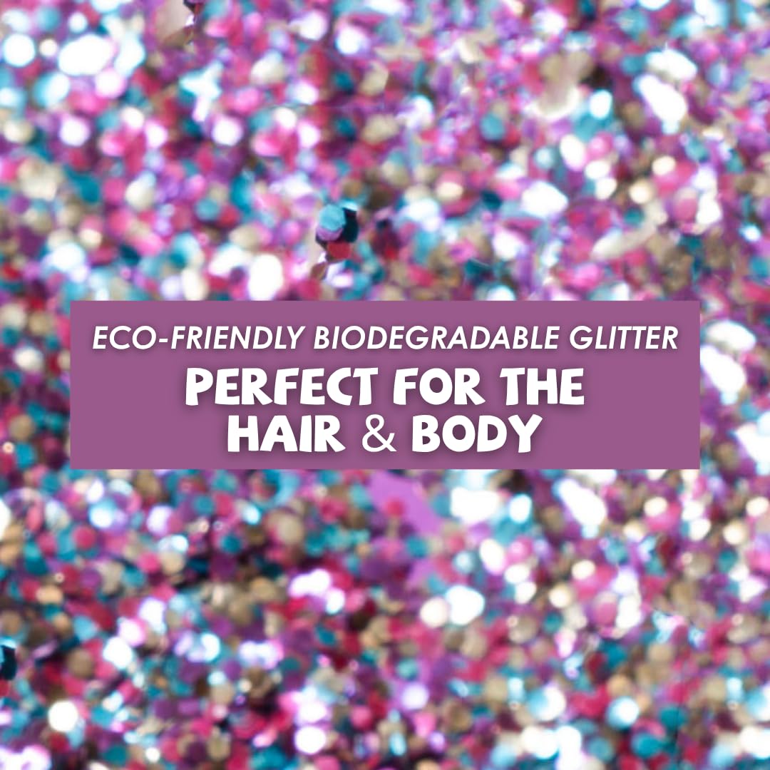 Biodegradable Glitter, 8 Colors, Vegan, for Hair and Body, Safe for Children (Mermaid Scales)