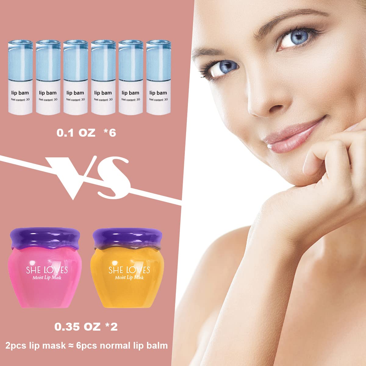 2PCS Lip Mask Overnight, Honey&Sakura Day and Night Repair Sleeping Lip Balm, Fade Lip Lines Bee Balm, Hydrating &Prevention Dry and Crack Lip Scrubs