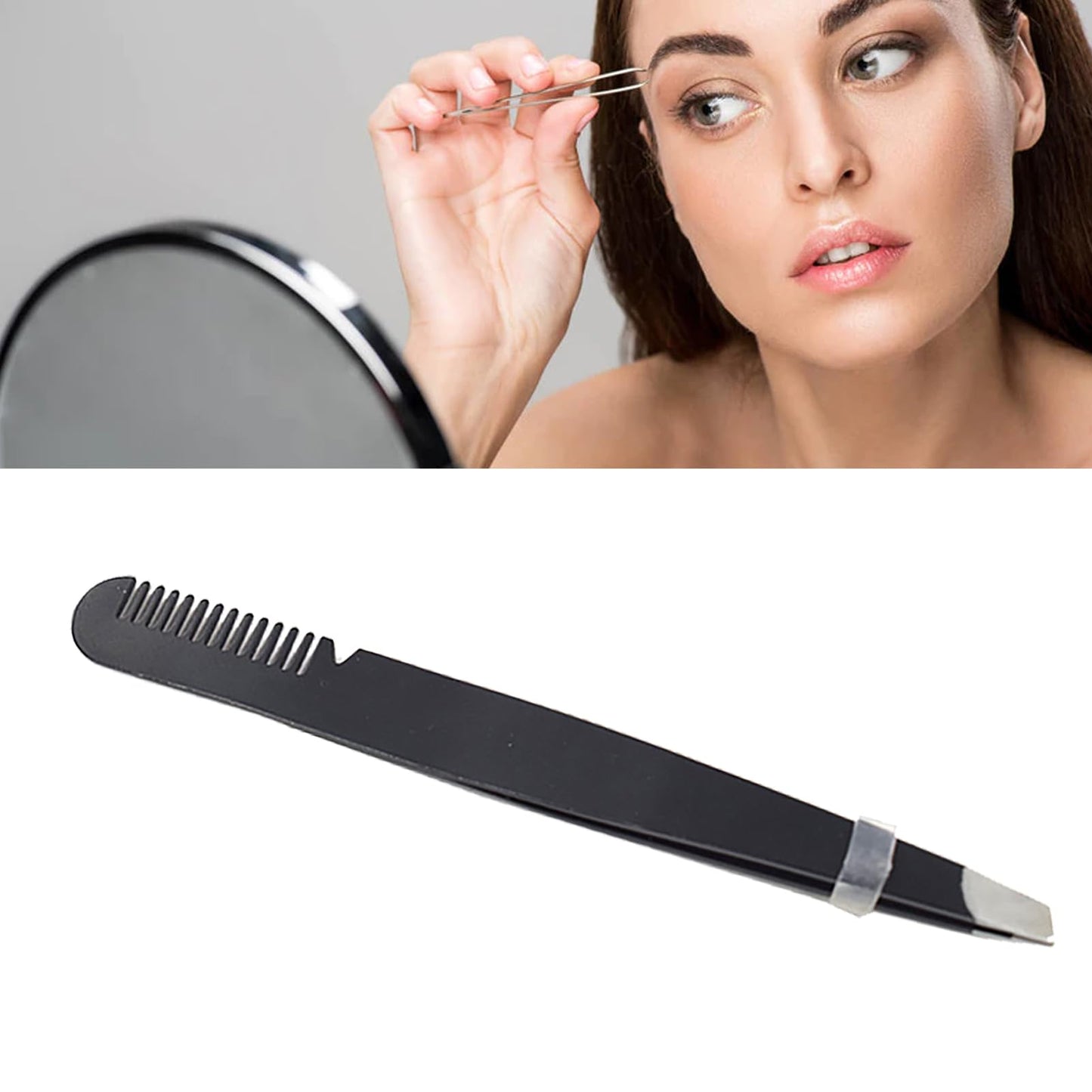Eyebrow Tweezers with Comb, Double Ended Stainless Steel Slant Tip Precision Brow Grooming Tool for Hair Removal, Trimming & Eyelash Application Beauty and Personal Care Dioche