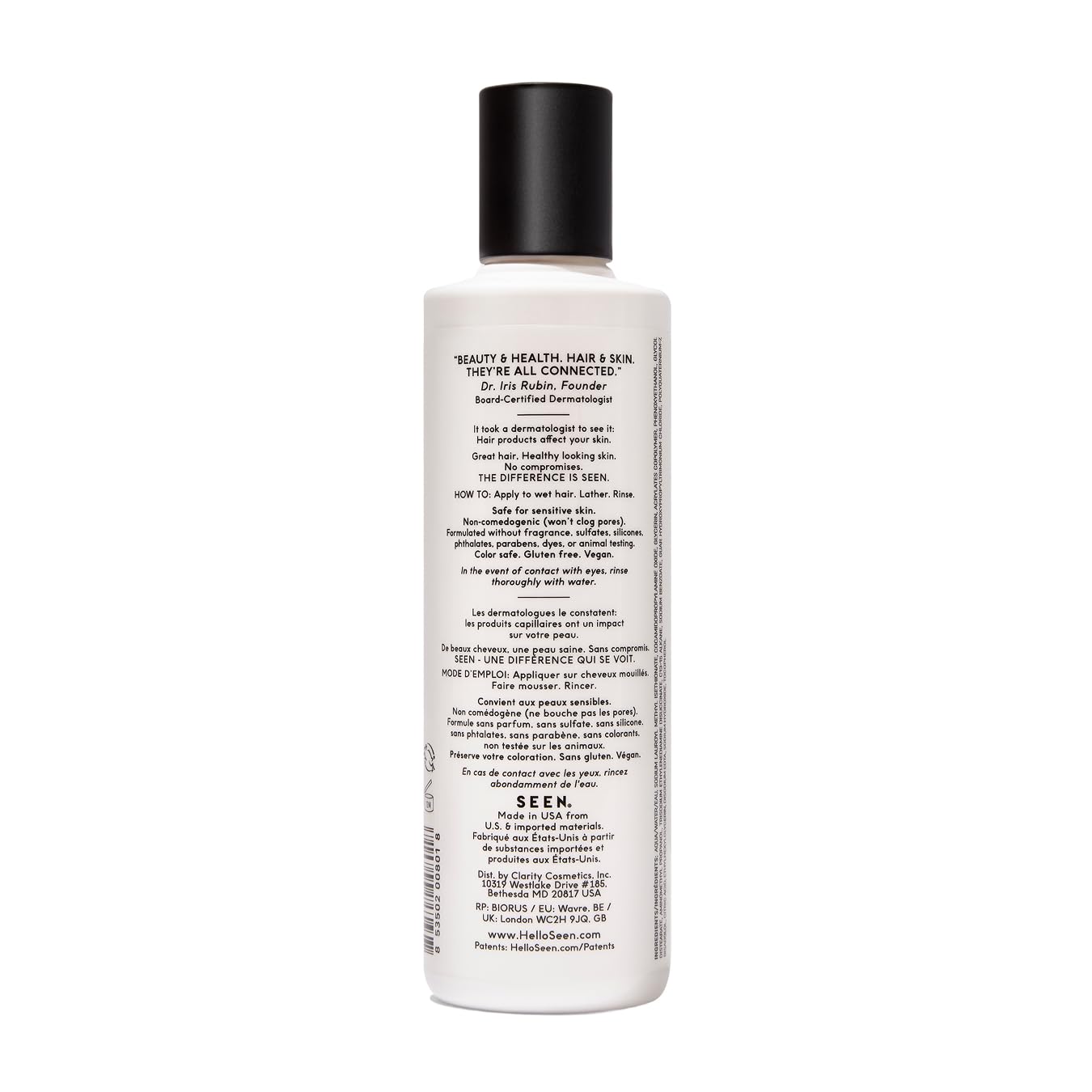 SEEN Shampoo, Fragrance Free - Non-Comedogenic Hair Shampoo- Dermatologist-Developed - Safe for Sensitive, Eczema & Acne Prone Skin Beauty and Personal Care SEEN