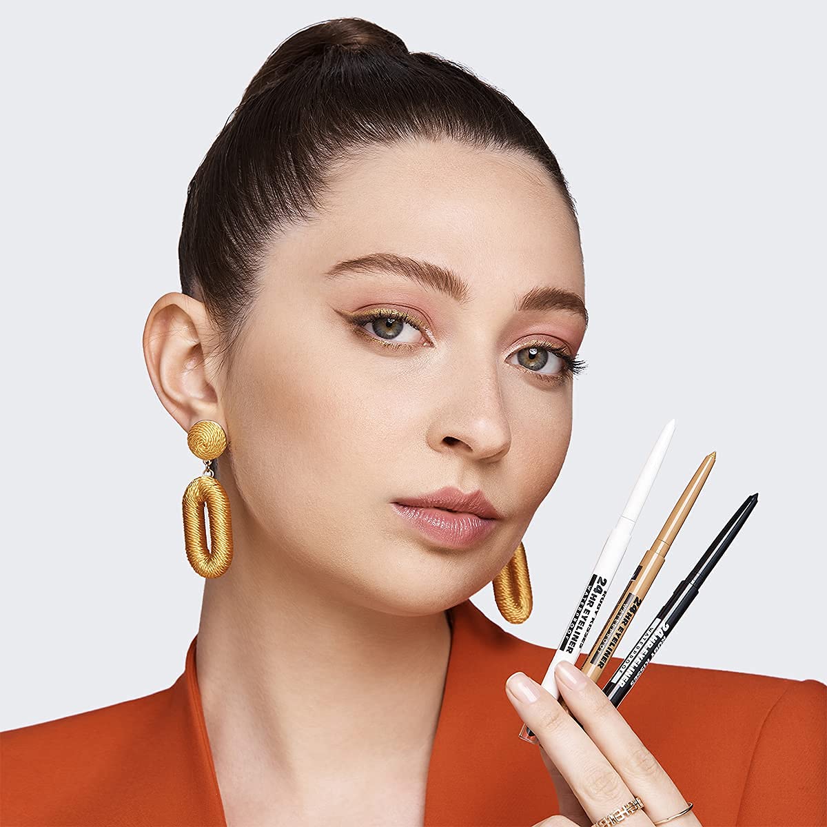 Ruby Kisses Waterproof Eyeliner, 24HR Waterproof Long-Lasting Mechanical Eyeliner Pencil with Built-in Sharpener, Smudgeproof 3 Pack (Blackest Black)