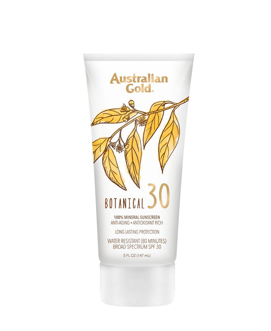 Australian Gold Botanical SPF 30 Mineral Sunscreen Lotion, Non-Chemical Sunblock with Titanium Dioxide & Zinc Oxide, Native-Australian Ingredients