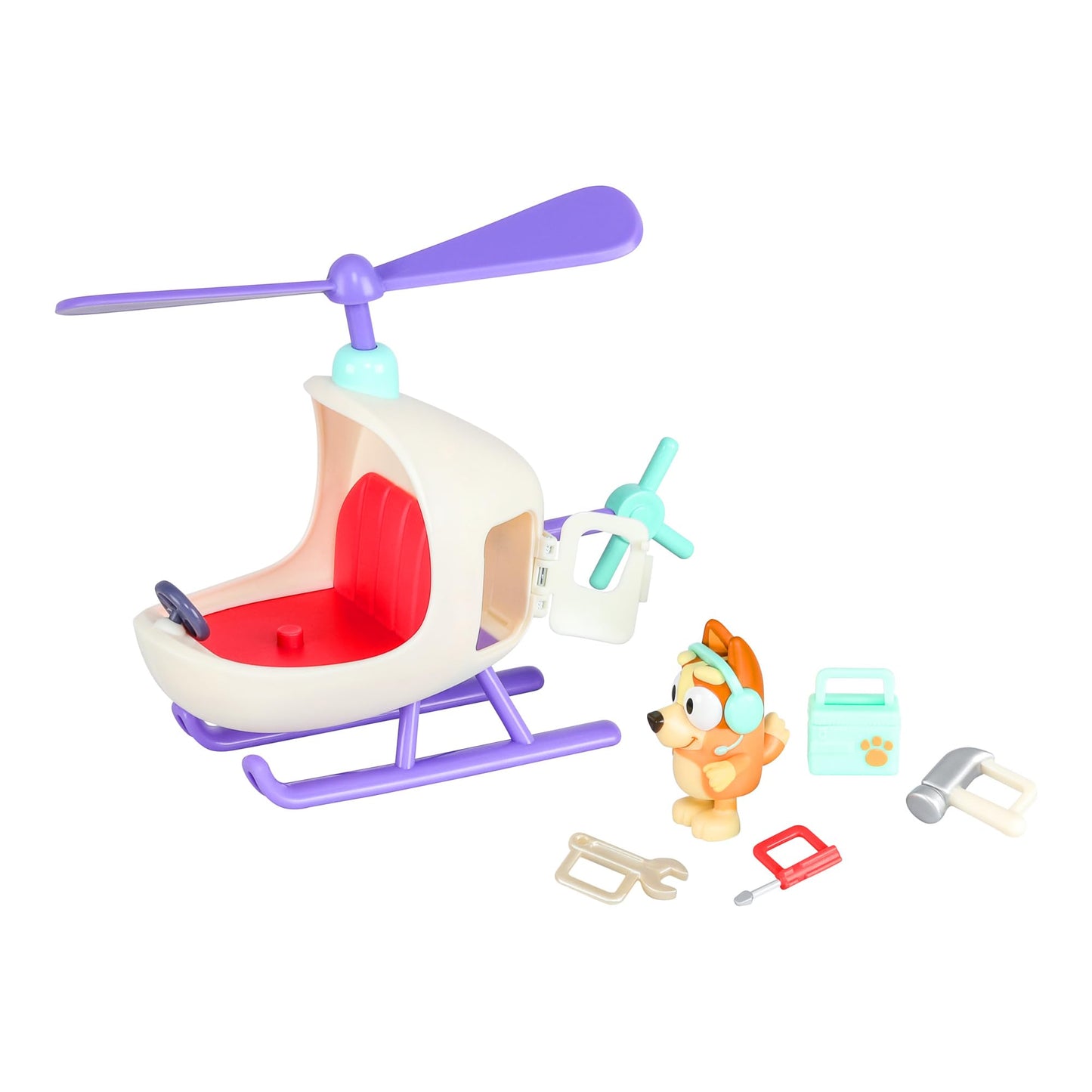 Bluey Vehicle and Figure Pack Bingo's Helicopter with 2.5 Inch Bingo Figure and Tool Accessories