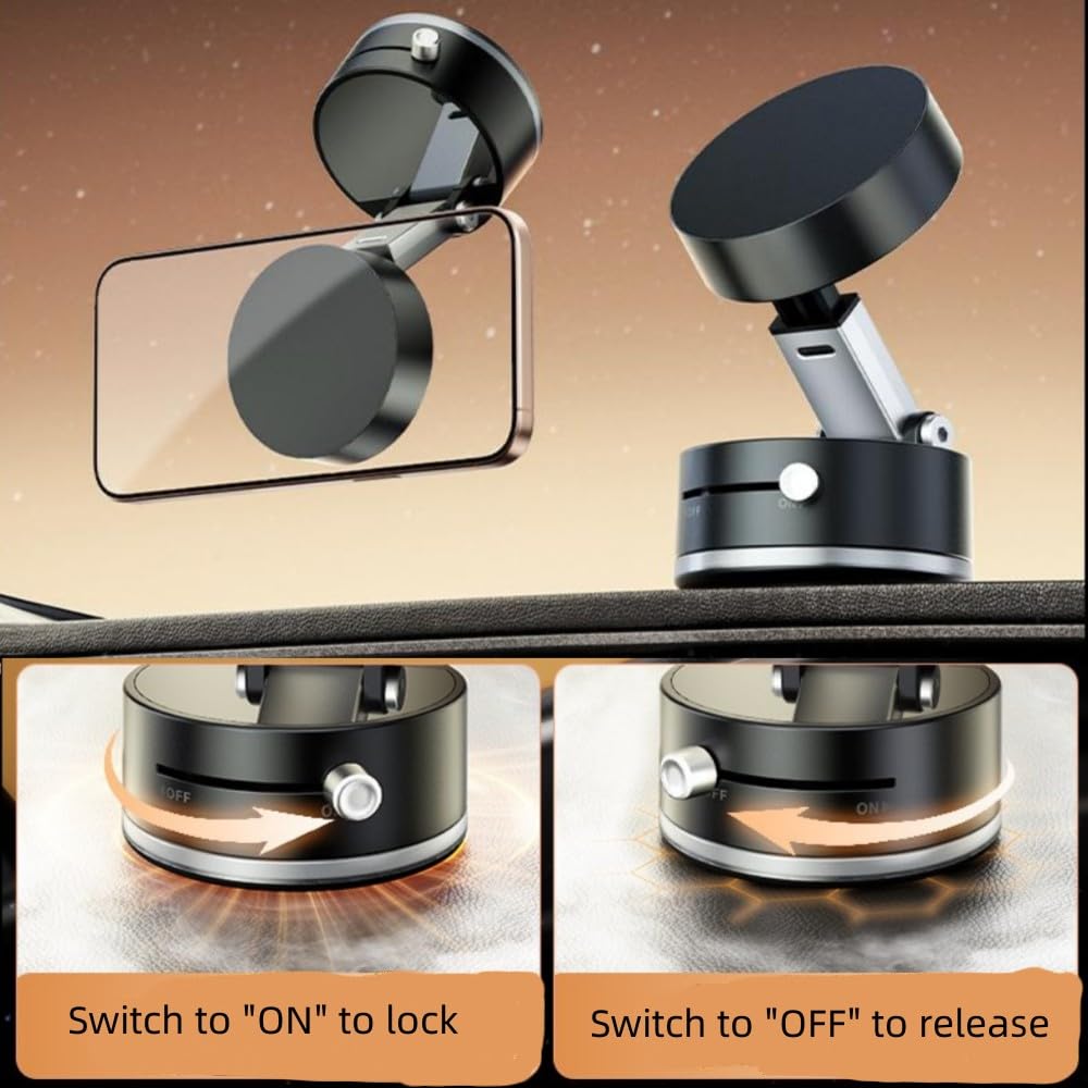Fussybussy Magnetic Phone Holder-2026 Upgraded Vacuum Magnetic Car Phone Stand with Washable Nano Gel Pad Suction Cup 360° Adjustable Phone Mount…