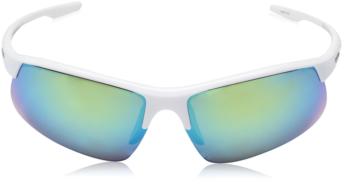 Suncloud Flyer Sunglasses, White Frame/Green Mirror Polycarbonate Lens, One Size