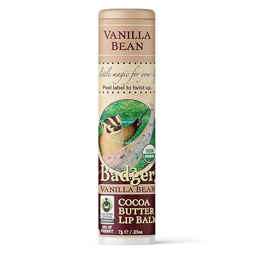 Badger - Cocoa Butter Lip Balm, Creamy Cocoa, Certified Organic Lip Balm, Fair Trade, Natural Lip Balm, Lip Butter, Lip Balm Cocoa Butter, Cocoa Care