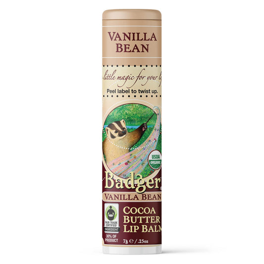 Badger - Cocoa Butter Lip Balm, Creamy Cocoa, Certified Organic Lip Balm, Fair Trade, Natural Lip Balm, Lip Butter, Lip Balm Cocoa Butter, Cocoa Care