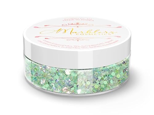 MARBLERS Mixed Shaped Face & Body Glitter [Green] 0.18oz (5g) | Chunky | Chopped | Flake | Non-Toxic | Vegan | Cruelty-Free | Festival, Rave & Party