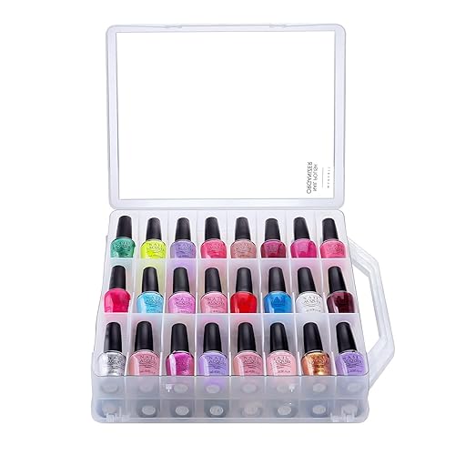 Makartt Nail Polish Organizer: Clear Universal Nail Polish Holder for 48 Bottles, Portable Sturdy Gel Nail Polish Organizer Case with 8 Adjustable