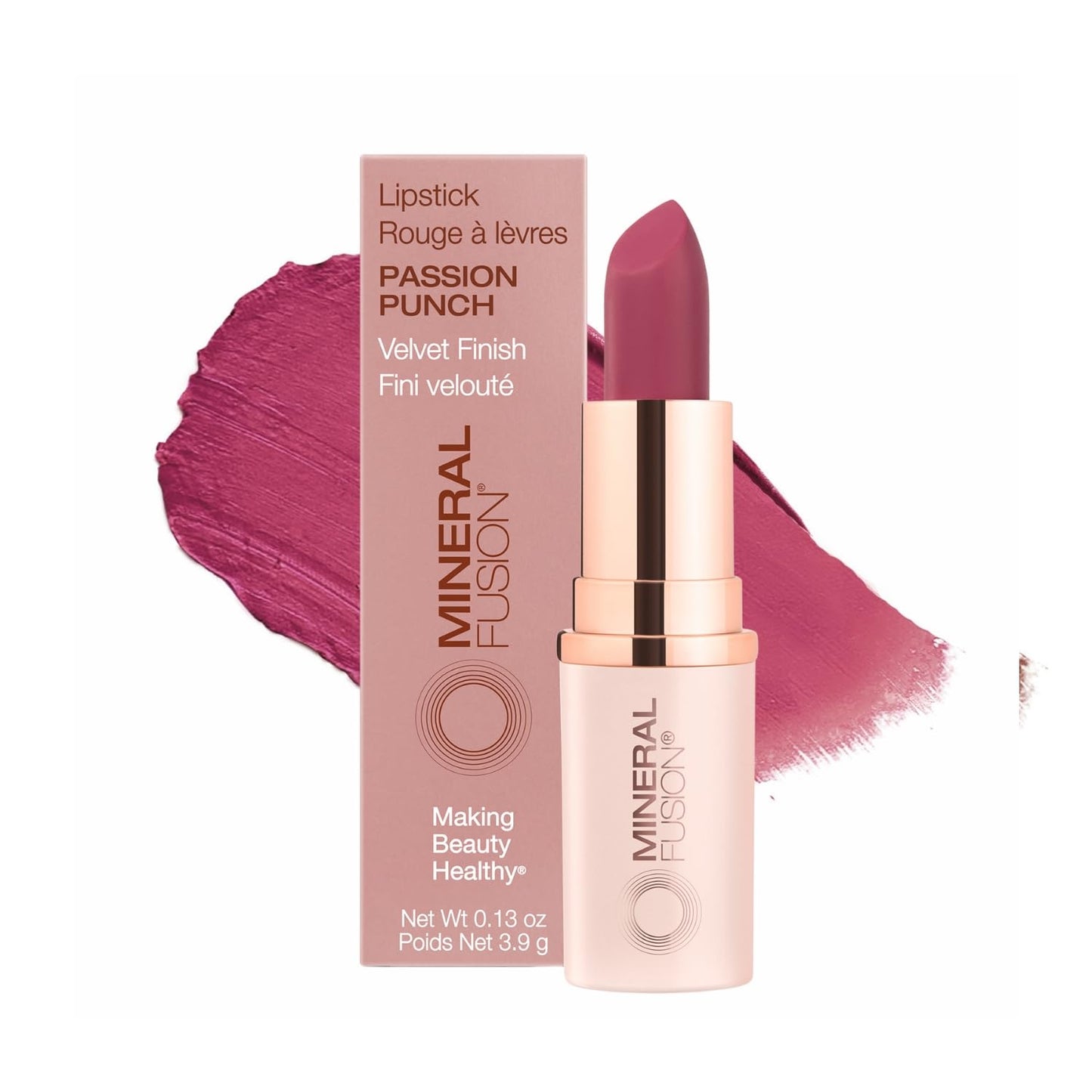Mineral Fusion Long-Lasting Lipstick, Vivid & Smudge-Free Lip Color with Avocado Oil, Cocoa Seed Butter, Free of FD&C Dyes, Paraben and Gluten,